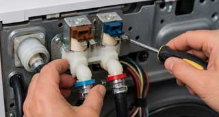 Water inlet valve, hose, and drainage line repair